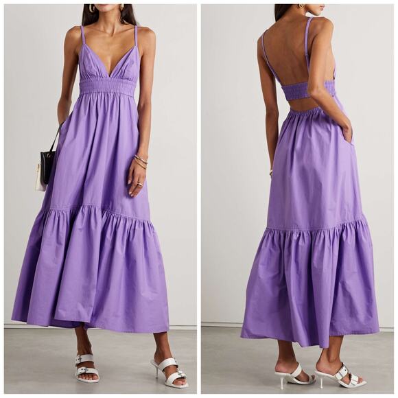 A.L.C. Dresses & Skirts - NEW A.L.C. Rhodes Ruched Cutout Cotton-Poplin Midi Dress Purple
